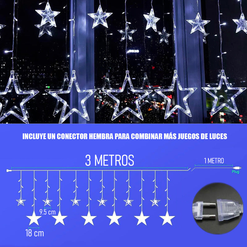 Luces De Navidad Adorno Navideño Luz Calida Cascada 3 Metros