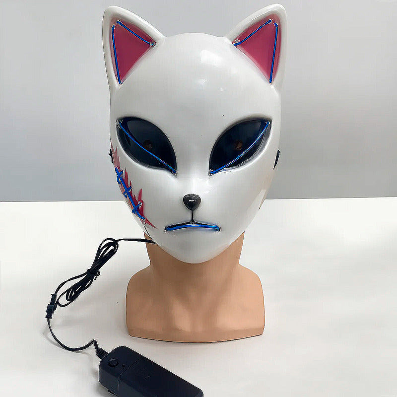 Mascara De Gato Kimetsu No Yaiba Con Luces Mascara Halloween Amarillo Demon Slayer