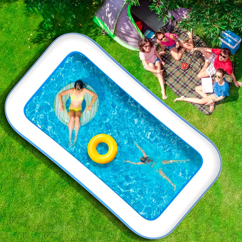 Piscina Para Niños Piscina Rectangular Familiar 260x170x50cm Piscinas Inflables Rectangulares Plastico 800l Piscina Plastica Mediana Libre Bpa Pvc Plegable Piscina Pelotas Okshop Azul