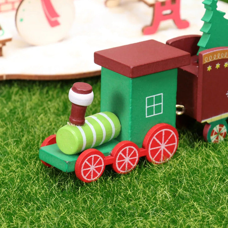 Pack X2 Tren Madera Adornos Navideños Decoración Hogar Navid