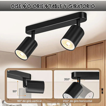 Lampara Led Techo Foco De Techo Gu10 Lámpara Techo Giratorio Negro