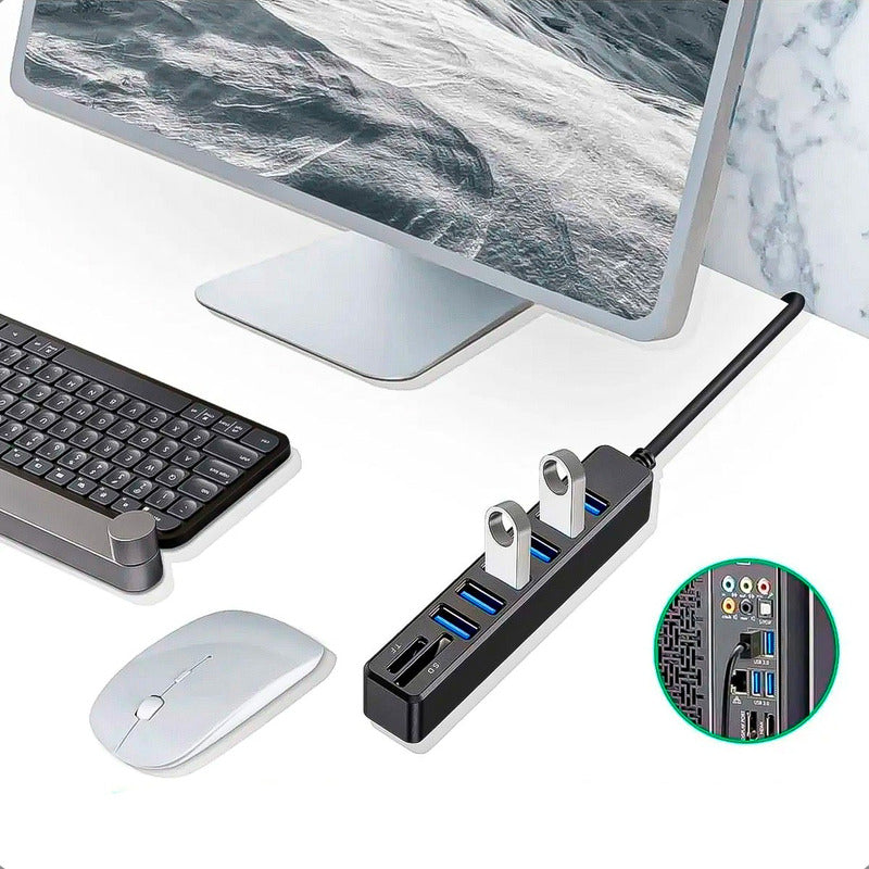 Extensor Usb 8 En 1 Adaptador Multipuerto 8 En 1 Usb Hub Usb Negro