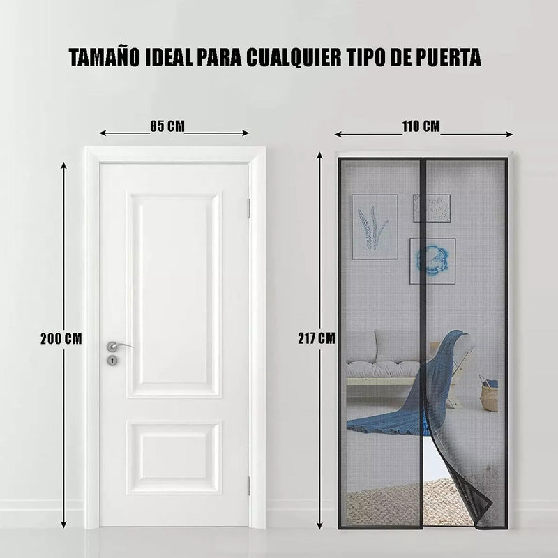 Malla Mosquitero Magnética Para Puerta Okshop Poliéster Negro 110x210 Cm