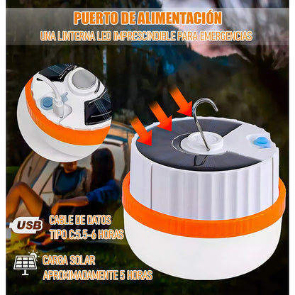 Lamparas Para Camping Lampara Solar Recargable Lampara Led Impermeable Lamparas Solares Para Camping Abs 3.7v Aire Libre Ip65 Lampara Camping Solar 150w 380lm Usb 3 Modos Luz Okshop