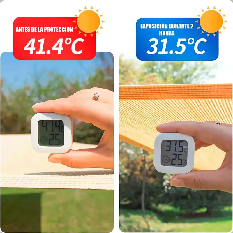 Toldo Vela Rectangular Okshop 4x3m Hdpe Impermeable Protección Uv Beige