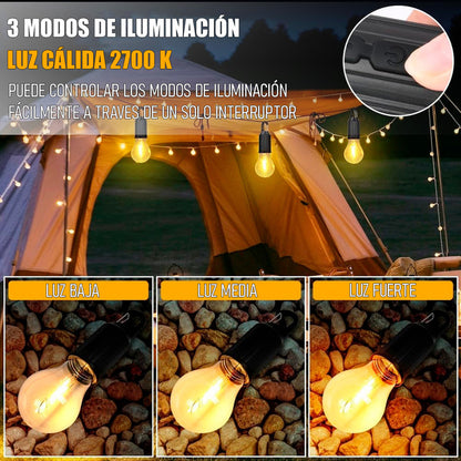 Pack X2 Ampolleta Recargable Ampolletas Camping Colgantes