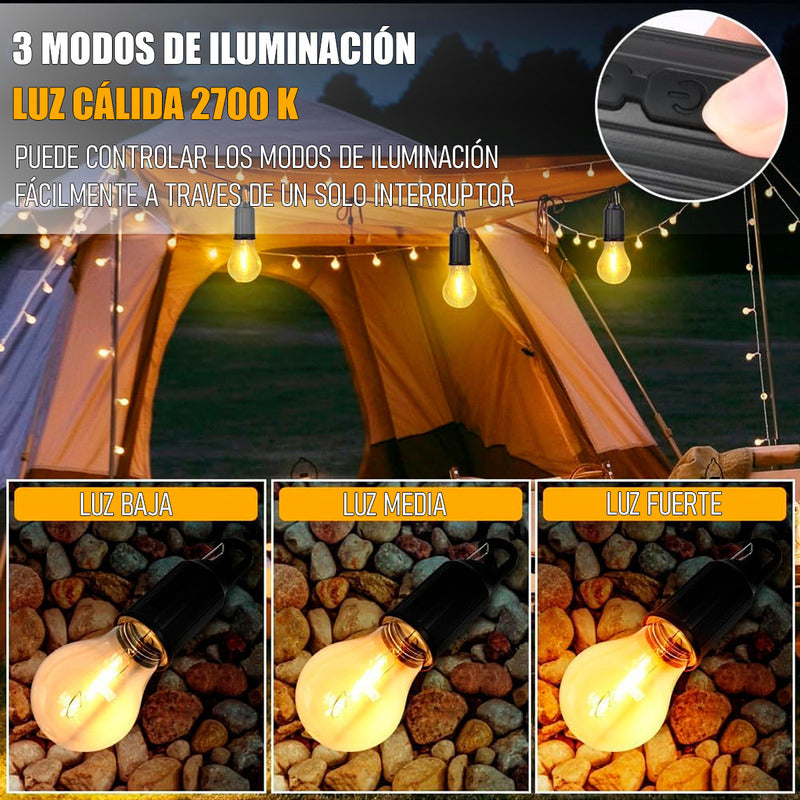 Pack X4 Ampolleta Recargable Ampolletas Camping Colgantes