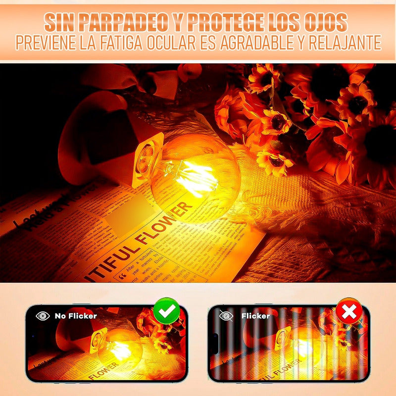 Ampolleta Led 6w Ampolleta Vintage Pack 2 Bombillas Led E27 Cálida