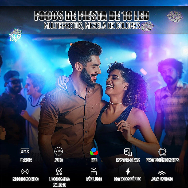 Luces De Fiesta Led Rgb Luz Discoteca 18 Led Luz Led Fiesta