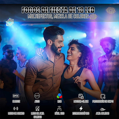 Luces De Fiesta Led Rgb Luz Discoteca 18 Led Luz Led Fiesta