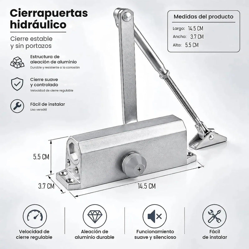 Brazo Hidráulico Para Puertas 25-35kg Cierra Puerta Automatico Okshop Cierrapuertas Hidráulico Brazo Hidráulico Cierra Puertas Cierre Automático De Puerta Hidráulico Silencioso Aluminio Okshop