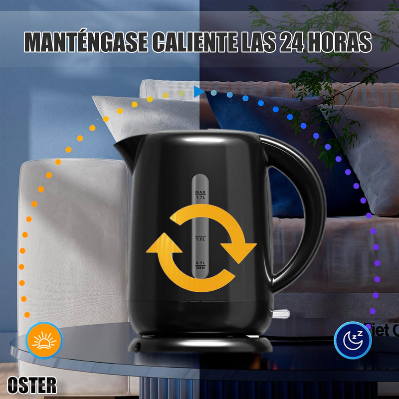 Hervidor Eléctrico Oster De 1.7 Litros Con Apagado Automático Negro