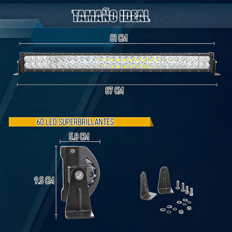 Barra 180w Focos Neblineros Led Pack2 Neblineros Led Barra Negro