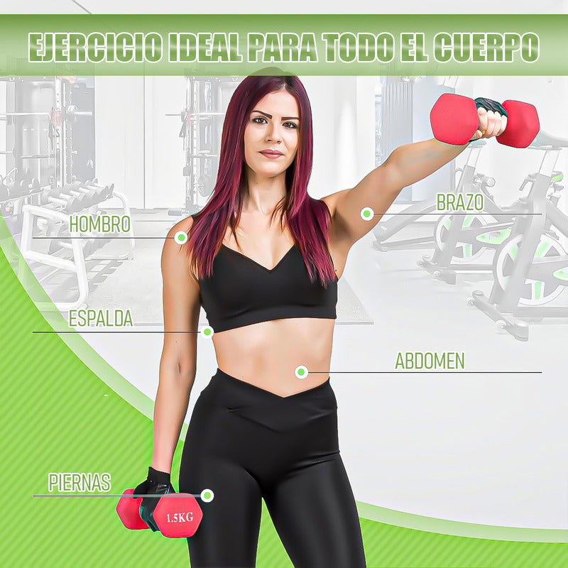 Mancuerna Hexagonal 1.5 Kg Set Mancuernas Pesa Hexagonal Verde