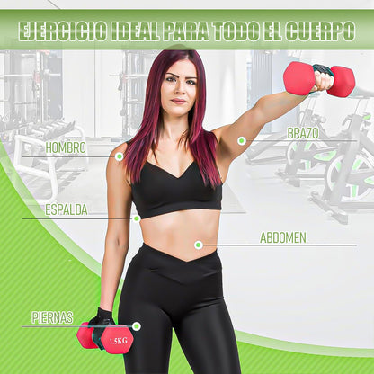 Mancuerna Hexagonal 1.5 Kg Set Mancuernas Pesa Hexagonal Verde