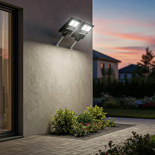 Pack 2 Foco Solar 60w Foco Solar Exterior Foco Solar Led 60w Negro Blanco Frío