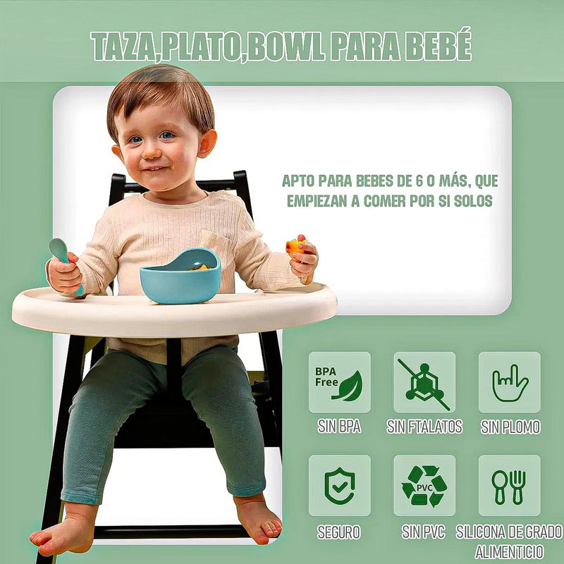 Pack 2 Platos Bowl De Silicona Para Bebé, Antideslizante Y Libre De Bpa, Beige Lisa