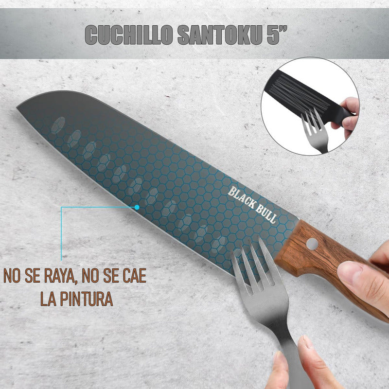 Set Tabla De Picar+cuchillo Santoku Cuchillo Carnicero Tabla