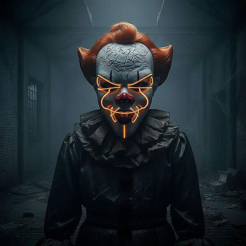 Mascara De Pennywise Con Luces Mascara De Payaso Halloween Naranja Pennywise