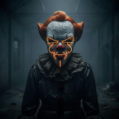 Mascara De Pennywise Con Luces Mascara De Payaso Halloween Naranja Pennywise