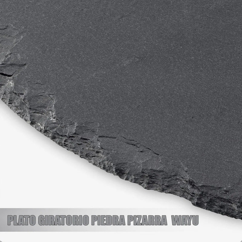 Plato Giratorio Wayu De Piedra Pizarra Negro Y 33 Cm