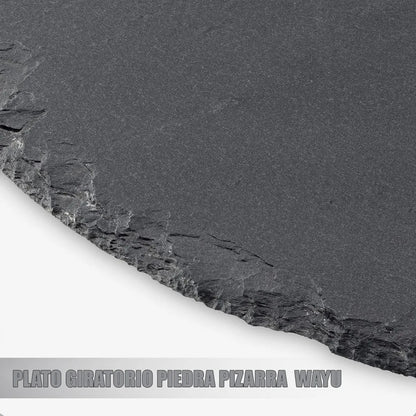 Plato Giratorio Wayu De Piedra Pizarra Negro Y 33 Cm