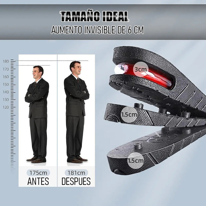 Plantillas Okshop Aumento Estatura 3-6cm Recortables Unisex Con Aire Unico Negro
