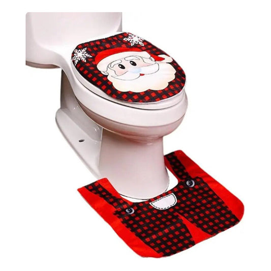 Set De Fundas Navideñas Juego De Baño Decoracion Navidad 2pz Diseño Santa