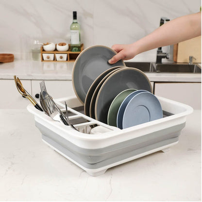 Escurridor De Loza Secador De Platos Plegable Estante Loza Gris