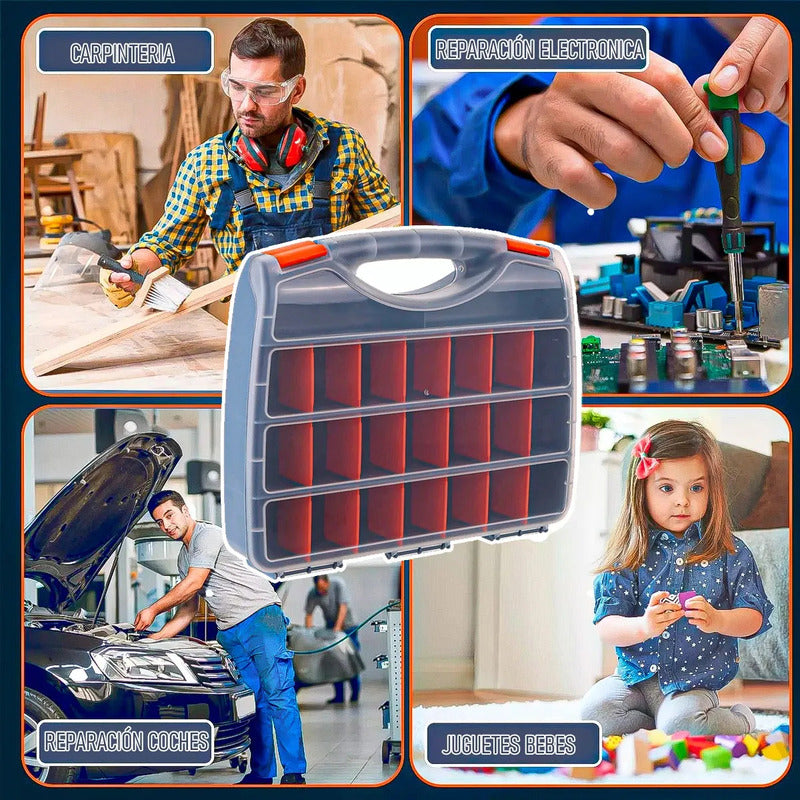 Caja Organizadora De Tornillos Pack 2 Caja Para Herramientas Cajas Herramientas Okshop Caja Herramientas Plastica 21 Divisiones Ajustables Cajas Para Herramientas Antideslizante