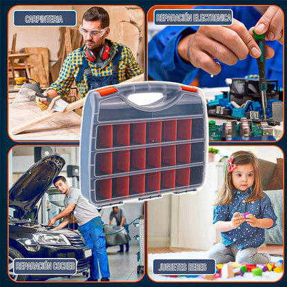 Caja Organizadora De Tornillos Pack 2 Caja Para Herramientas Cajas Herramientas Okshop Caja Herramientas Plastica 21 Divisiones Ajustables Cajas Para Herramientas Antideslizante