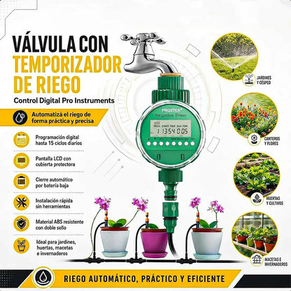 Programador De Riego Automático Okshop Para Jardín Con Pantalla Digital Verde