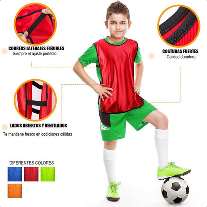 Chalecos Deportivos Petos Para Niños Canilleras Futbol Niño Verde Fluorescente Unica