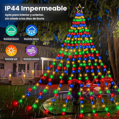 Luces Arbol Navidad Guirnaldas Solares Luces Navidad Solar Amarillo
