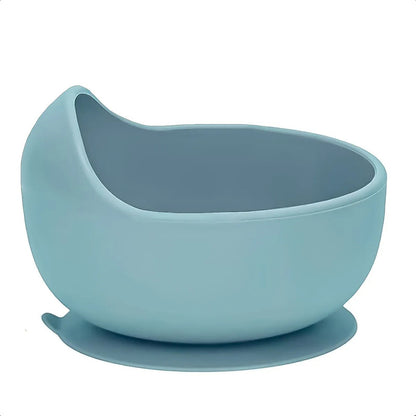 Plato De Silicona Para Bebé Okshop, Antideslizante Y Con Succión, Circular Azul Lisa
