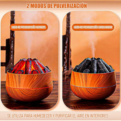 Humidificador Y Difusor De Aromas Con Luz De Llama Led Para Ambiente Cálido Marrón Claro