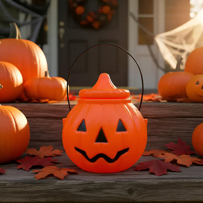 Calabaza Plástica Para Dulces Portátil Halloween Decoración