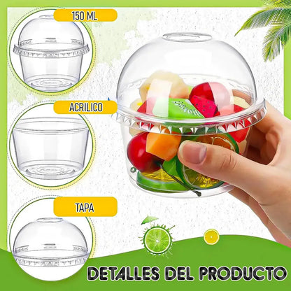 Pack 25 Pocillo Postres 150ml Vasos Postres Vaso Acrilico Okshop Vasos Acrílico Con Tapa Para Postres 150ml Vasos De... Transparente