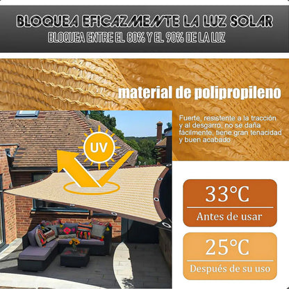 Pack 2 Toldo Vela 3x3m Toldo Rectangular Malla Sombreadora Beige