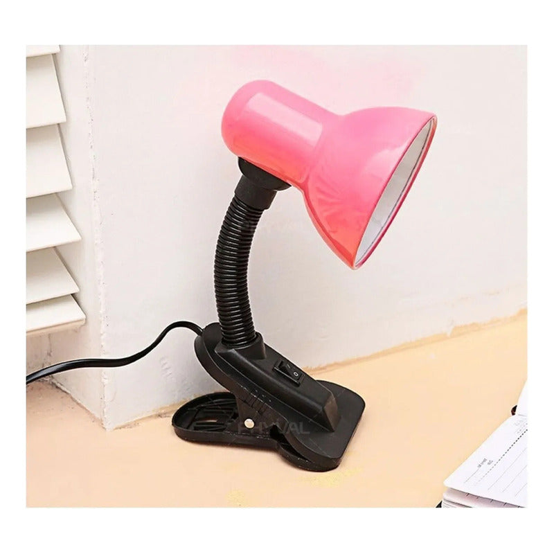 Lámpara Click Escritorio Okshop Base Flexible Rojo Sin Foco Led Blanco