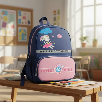 Mochila Escolar Para Niña Mochilas De Niños Dibujos Animados Azul-rosa