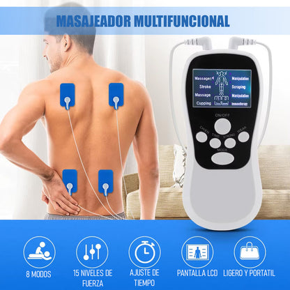Electroestimulador Muscular Electrofisico Tens 4 Electrodos Blanco