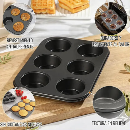 Molde Cupcake Molde Reposteria Molde 6 Cupcakes Gris Oscuro Metal Okshop Moldes Magdalenas Horno Molde De Muffins 6 Cup Moldes Reposteria Molde Horno De Acero Al Carbono Moldes Antiadherentes