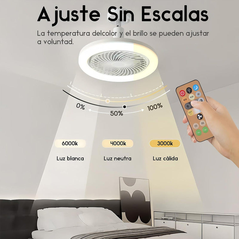 Lámpara De Techo Ventilador Arcashopping Led Con Control Remoto Para Dormitorio Y Comedor Gris