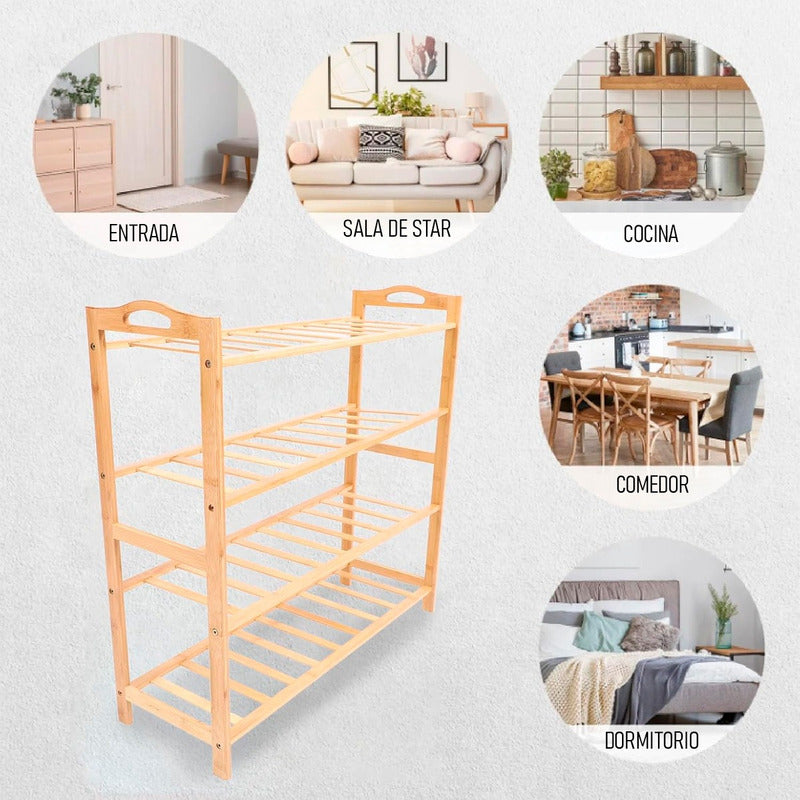 Organizador De Zapatos Zapatero De Madera De Bambú Zapatero Bambú