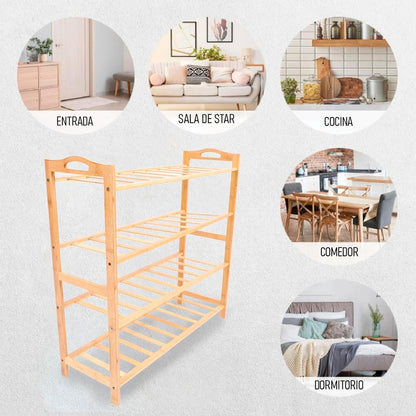 Organizador De Zapatos Zapatero De Madera De Bambú Zapatero Bambú