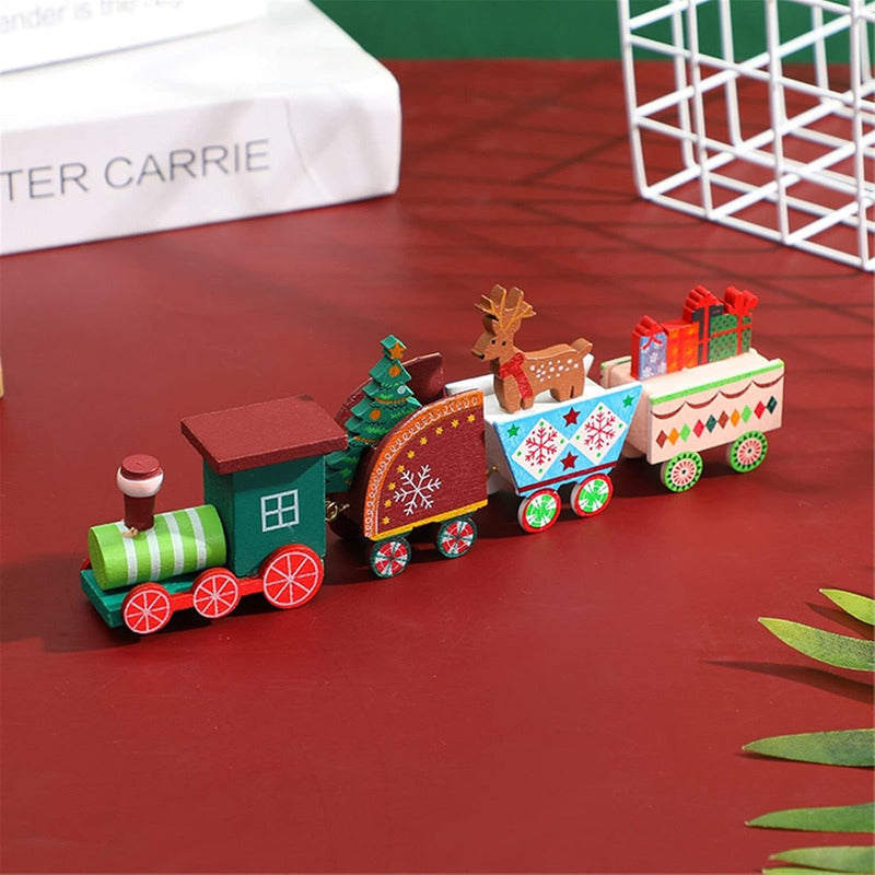 Pack X2 Tren Madera Adornos Navideños Decoración Hogar Navid